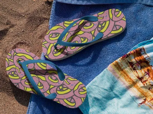 Branded Pattern Flip Flops