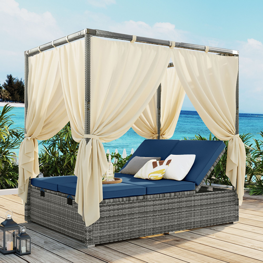 Adjustable Sun Bed With Curtain,High Comfort,With 3 Colors